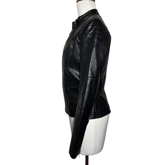 Kenneth Cole New York Moto Jacket Women’s Size XS Black Faux Leather New - Picture 8 of 11